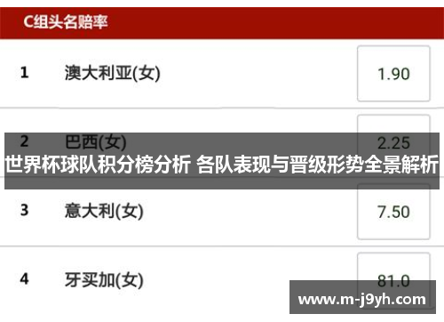 世界杯球队积分榜分析 各队表现与晋级形势全景解析