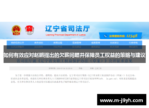如何有效应对赵鹏提出的欠薪问题并保障员工权益的策略与建议